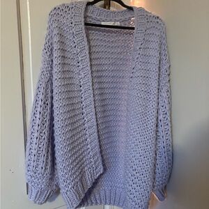 Altar'd State Lavender Open-Front Chunky Knit Cardigan